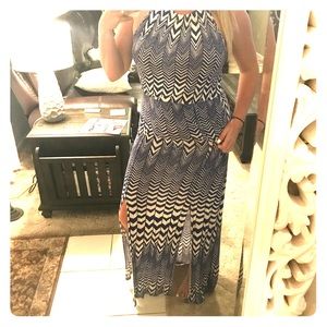 Skies Are Blue Embroidered Maxi Dress With Contrast Detail